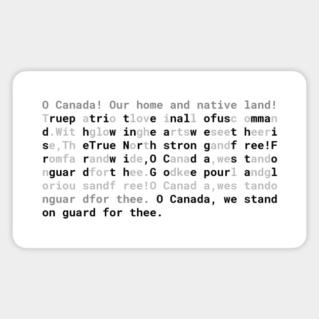 Text: CANADA Anthem (english) (black) Sticker by itemful